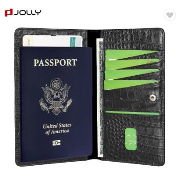 China RFID Blocking Protects Luxury Genuine Leather Card Holder & Visa Holder Passport Rfid Travel Wallet Bag for sale