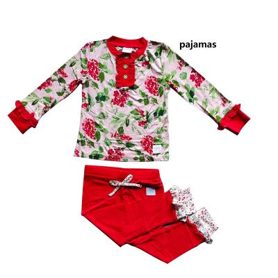 China Breathable Spring Lovely Flower Printing Spring Kids Singlet Elastane Squishy Pajamas For Baby Kids Girls for sale