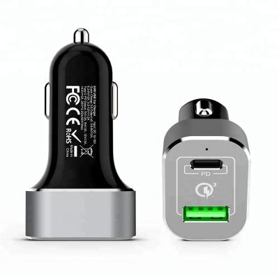 China WHOLESALE 63W Mobile Phone Power Control + USB Type-C, Qualcomm Quick Charge 3.0 Car Charger, Smart IC, For iPhone, iPad, Macbook for sale