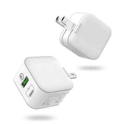 China 18W Mini Size PD Home Chargers Dual Port AC Adapter Travel Charger USA Plug OEM ODM Foldable Mini Size for sale