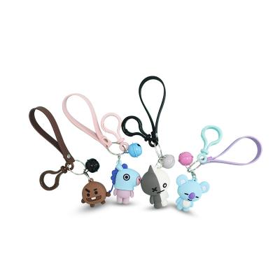 China Key Chain Rubber Animal Cartoon Kids Key Chain Female Key Chain With Bell for sale