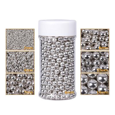 China Edible Cake Decorations Factory Wholesale Price Silver Sugar Beads Edible Baking Ingredients Sprinkles Candy For Cake Decoration 2mm for sale