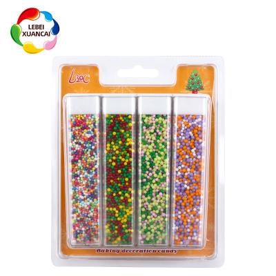 China Factory Direct Mix Color Edible Round Sprinkle 2mm Multicolor Nonpareils Pearlized 4 In 1 Box Bakery Decoration 2mm Ingredients for sale