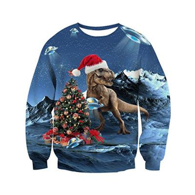 China Customized Viable Oversized Cropped Print Christmas Pattern Pullover Sweatshirt Wholesale for sale