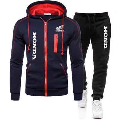 China QUICK DRY Fashionable Mens Sportswear Printed Zipper Long Pants Hooded Sweatshirt + Long Pants Casual 2 Pieces Set Sports Jogging Fitness Setr for sale