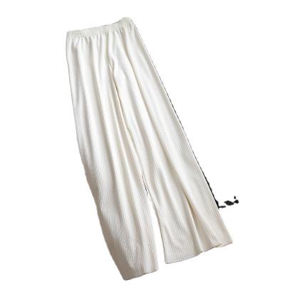 China Anti-Wrinkle Wide-Leg Women Pants High Waisted Full-lenth Women's Trousers Loose Casual Ice Silk Long Trousers for sale