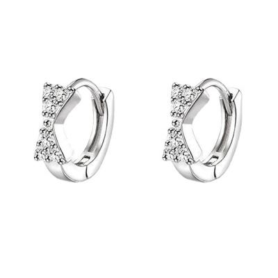 China CLASSIC 925 Jewelry Fashion 925 Sterling Silver Genuine Cubic Zirconia Soft Stone Circle Bowknot Stud Earrings for sale