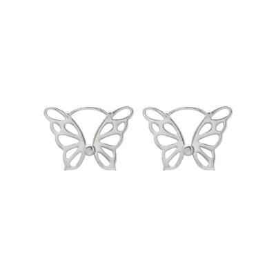 China Excellent Non Piercing Aesthetic CLASSIC Jewelry Hiphop Abstract Ear Studs Fashion Jewelry Butterfly 925 Silver Hollow Earrings for sale