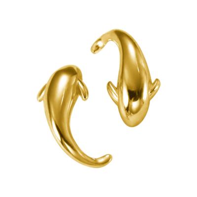 China Double CLASSIC Cute Creative Simple Marine Life Animal Cartoon Gold Plated 925 Sterling Silver Dolphin Stud Earrings for sale