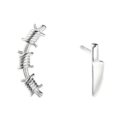 China CLASSIC Hypoallergenic Custom Jewelry Hiphop Men's Knife Pattern Cool Designer 925 Stud Earrings For Women for sale