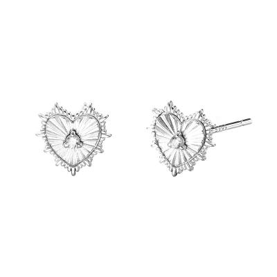 China S999 Fashion Jewelry Luxury Pure Silver Stud Earrings Small Heart Shape Zircon Stud Earrings for sale