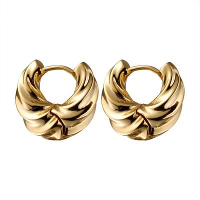 China CLASSIC Hypoallergenic Crescent Jewelry 18k Gold Plated Earring Trendy Chunky Twist Hoop Earrings Stylish for sale