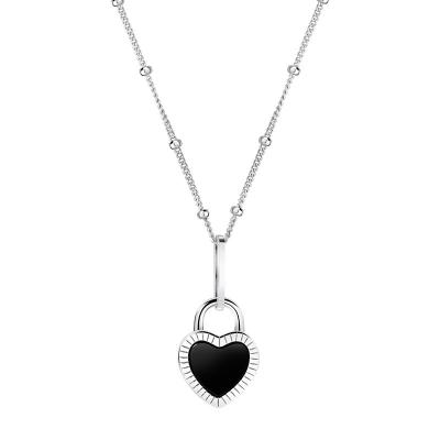 China Pure Gold Plated Moissanite Zircon Jewelry Necklace 925 Sterling Silver Hypoallergenic Black Jewelry Heart Heart Jewelry for sale