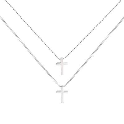 China Fashionable High Quality Cross Necklace Chain Double Layer Necklace Jewelry Set For Woman for sale