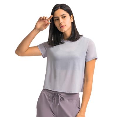 China Good Quality Breathable Sportswear Loose Short Sleeve Yoga T-Shirt Tops For Women for sale