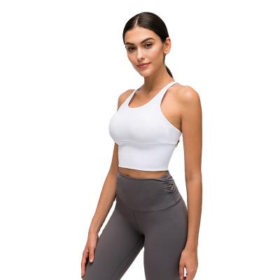 China Breathable no moq simple yoga bra fitness solid color style yoga sling vest tops comfortable for women for sale