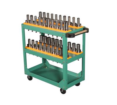 China Industrial Tool Cart Green Trolley with Orange Tool Rack BT30 BT40 BT50 Large Capacity Double Decker C8001 for sale