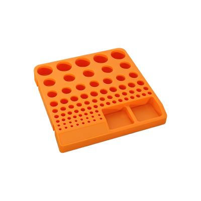 China Plastic Flat Ring Storage Box 84 Holes DIY Tool Container in Orange for CNC Workshop for sale