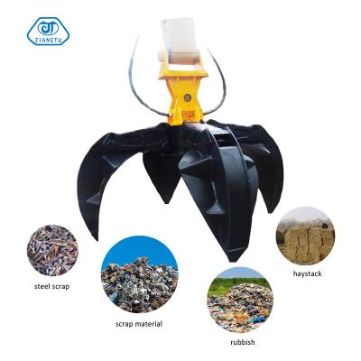 China Farms Excavator Attachment Chute Grapple Orange Peel Grab Capacity 500 Kg for sale