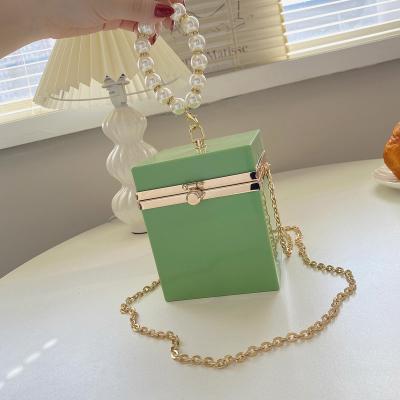 China Wholesale 2021 fashion new ladies purses and handbags pearl chains mini bucket square handbags for women for sale