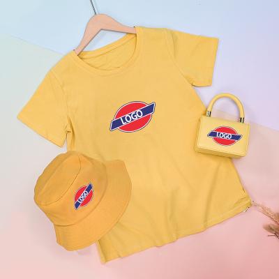 China Fashion 2021 New arrival 3 pieces set custom logo t-shirts and hat and purse sets ladies fashion handbags purse and hats sets for women for sale