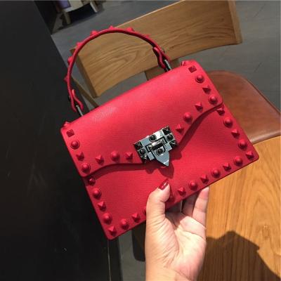 China PVC Rivet Single-shoulder Messenger Bag American New Fashion Portable Jelly Bag Trendy Color Diamond Frosted Matte Pvc Women YQ92 for sale