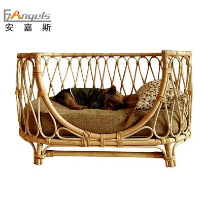 China Home Decor Stocked Cat Bed Pet Kennel From King Craft Rattan Dog Bed Rattan Bed Natural Wholesale Cat Bed Woven Wicker Pet for sale