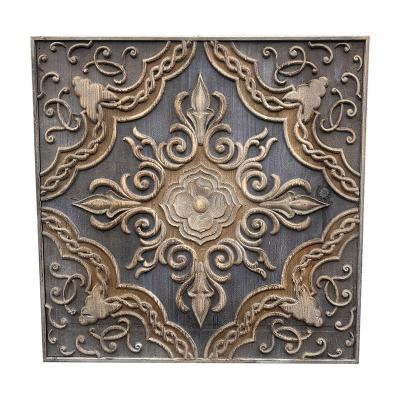 China Amazon Relievo Style Retro Traditional Rustic Wood Decorative Frame Picture Artistic Wall Carving Decor for sale