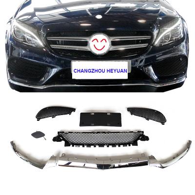 China Plastic Car Refitted Body Parts Front Bumper Lip Grille For Benz C Class W205 2015-2018 2058851374 2058851474 2058851574 for sale