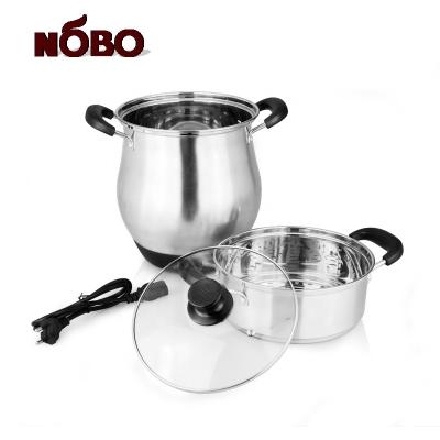 China NOBO Sustainable Camping Kitchenware Electric Cooking Pot Stainless Steel Cookware Set With Glass Lids for sale