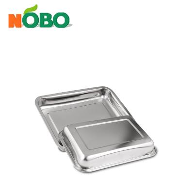 China Restaurant Serving Supplies Middle East Stainless Steel Trays Hotel To Use Deep Square Metal Serving Trays Stainless Steel Face Napkin Tray For Restaurant for sale