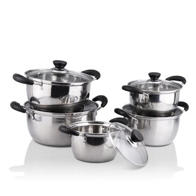 China Sustainable Factory Selling Induction Kitchen Cooker Cooking Sauce Pot Set Stock Stainless Steel Soup Pot for sale