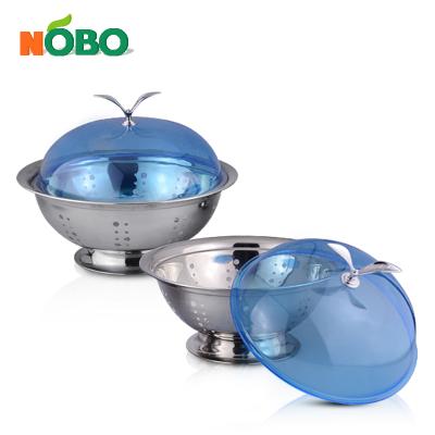 China Sustainable Custom Vegetable Candy Bowl Colander Basket Stainless Steel Fruit Strainer With Stand for sale