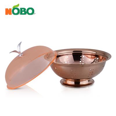 China Sustainable High Quality Custom Kitchen Metal Vegetable Storage Bowl Stainless Steel Fruit Basket With Cover for sale