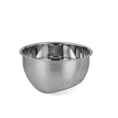 China Sustainable Wholesale Kitchen Rice Blanching Basket Sieve Stainless Steel Colander Bowl For Vegetable Fruit for sale