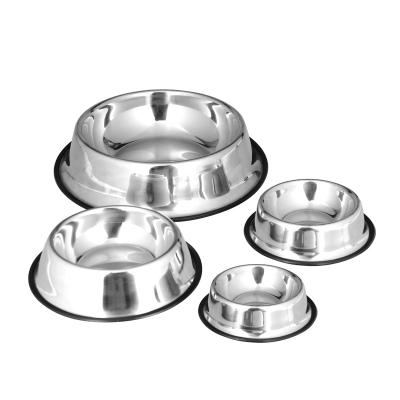 China Sustainable Wholesale Custom Water Non Slip Metal Feeding Bowls Pet Food Stainless Steel Dog Bowl With Rubber Base for sale