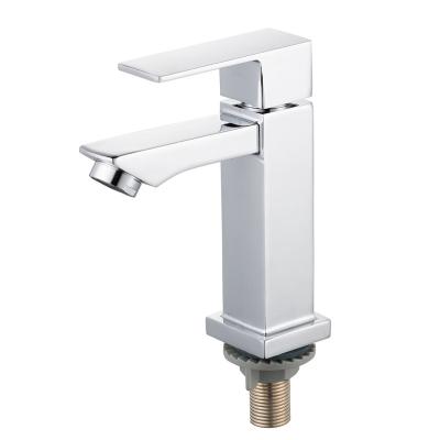 China TB-1401 Metered Faucets Chrome Plated Single Handle Cold Water Hand Wash Zinc Body Basin Faucet Deck Mounted for sale