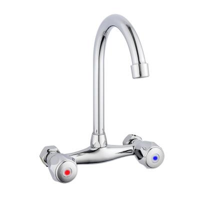 China KWM405-Tengbo CLASSIC Brass Double Handle Wall Mount Kitchen Faucet Mixer Tap for sale