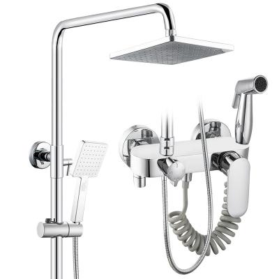 China TB-5008 Tengbo Brass Slide Bar Shower Set Exposed Bathroom Shower Rain Faucet Set Rainfall for sale