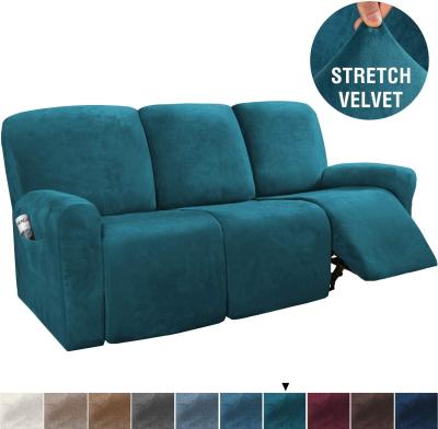 China Modern Hot Sale 3 Seat Velvet Recliner Slipcover Sofa Set Covers For Recliner 8 Piece Recliner Sofa Cover for sale