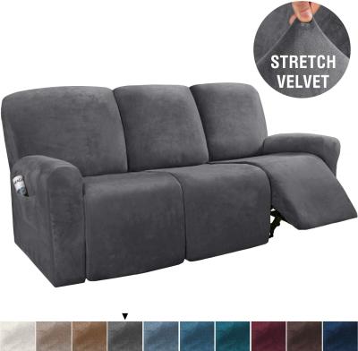 China Modern 8 Piece Recliner Sofa Cover Set Velvet Sofa Cover Fit Recliner For 3 Seat Recliner Sofa Slipcover Sectional Luxury Sofa T/T for sale