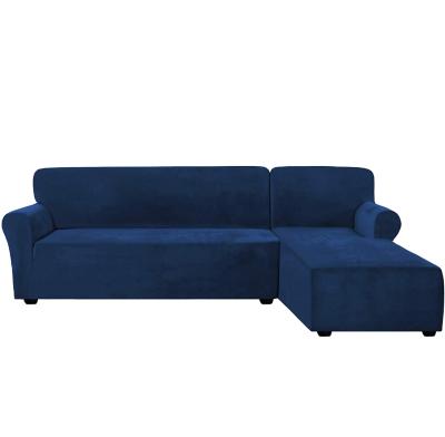 China Modern Three Seat Sectional Sofa Cover L Shape Navy Blue L Shape Sofa Cover Velvet Material Straight L Shape Sofa Cover for sale