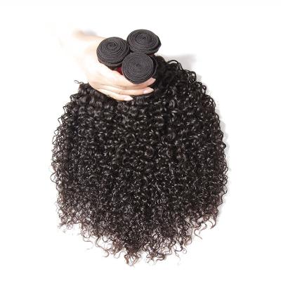 China Remy Kinky Curly Brazilian Hair Bundles Natural Wave 32 Inches For Salon for sale