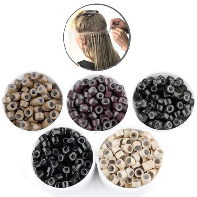 China Micro Hair Extensions Rings Links Beads , 5mm Silicone Lined Beads For Hair Extension Links Tool for sale