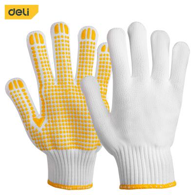 China Anti Slip And Wear Resistant Grocery Tools DL521021 Natural White Cotton PVC Dotted Working Gloves PVC Dotted Knit Cotton Gardening Gloves for sale