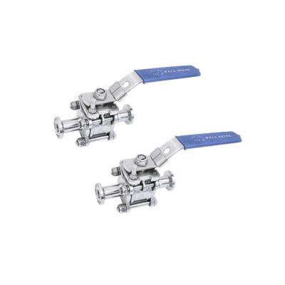 China 316L stainless steel 3pcs PTFE general sanitary flange 4 inch ball valve price for sale