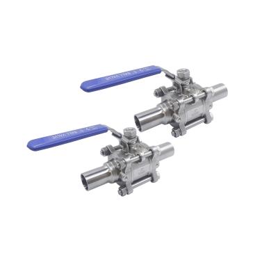 China SS316L Welding Food Industry Stainless Steel 1/2 Inch General Ball Valve 3pcs for sale