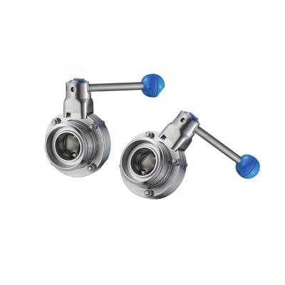 China Food grade ss304 ss316L dn100 thread stainless steel general sanitary butterfly valve for sale