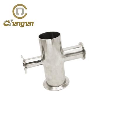 China For Dairy Grade Stainless Steel 304 Cross Flange Weld Sanitary Pipe Fittings for sale