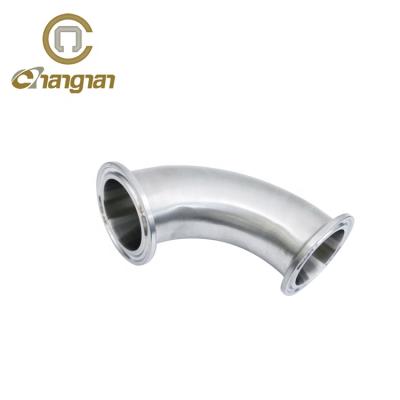 China For dairy stainless steel sanitary flange 3A or SMS or DIN 90 degree tri elbow for sale